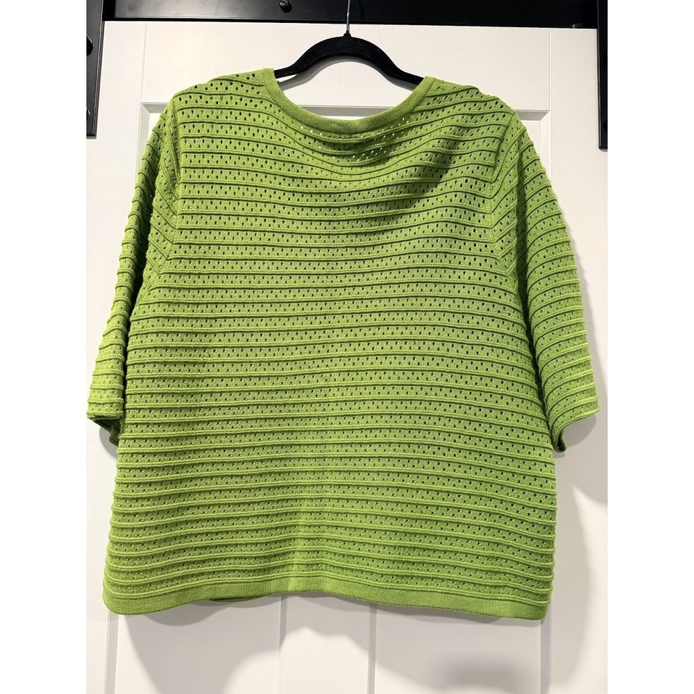 Chico's Lime Green Textured Cardigan Sweater Ladies Size 3 (X-Large) - Picture 3 of 3